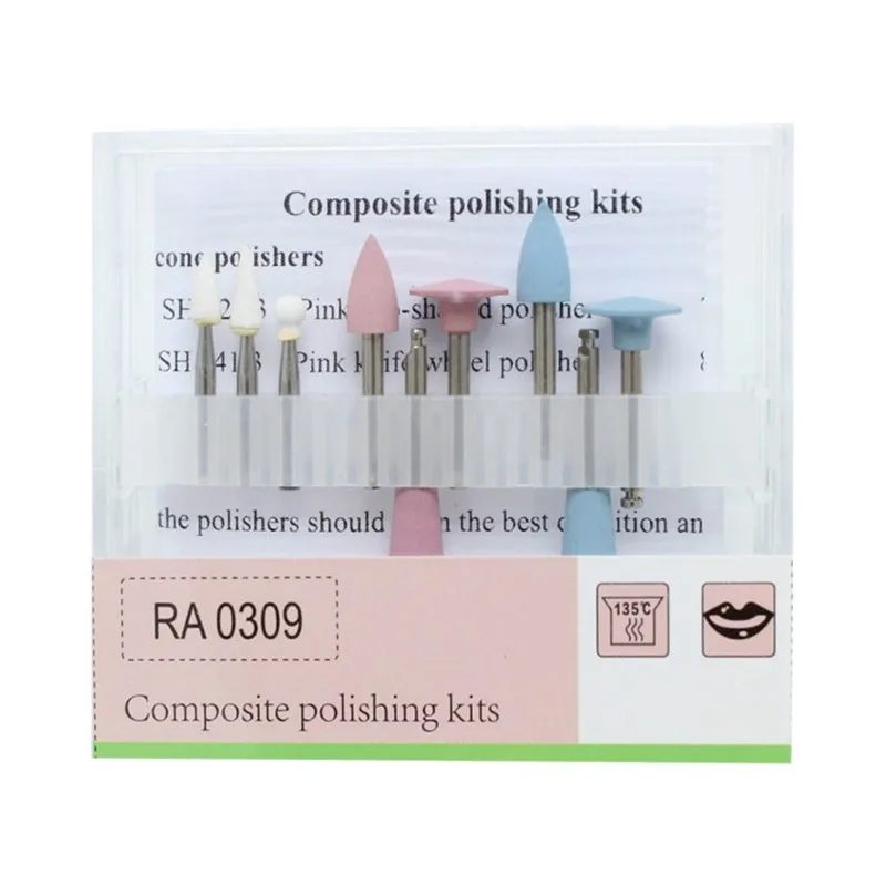 9pcs/Box Dental Composite Polishing For Low Speed Handpiece Contra Angle Kit RA0309 Resin Sanding Polishing Set Dentistry Tool