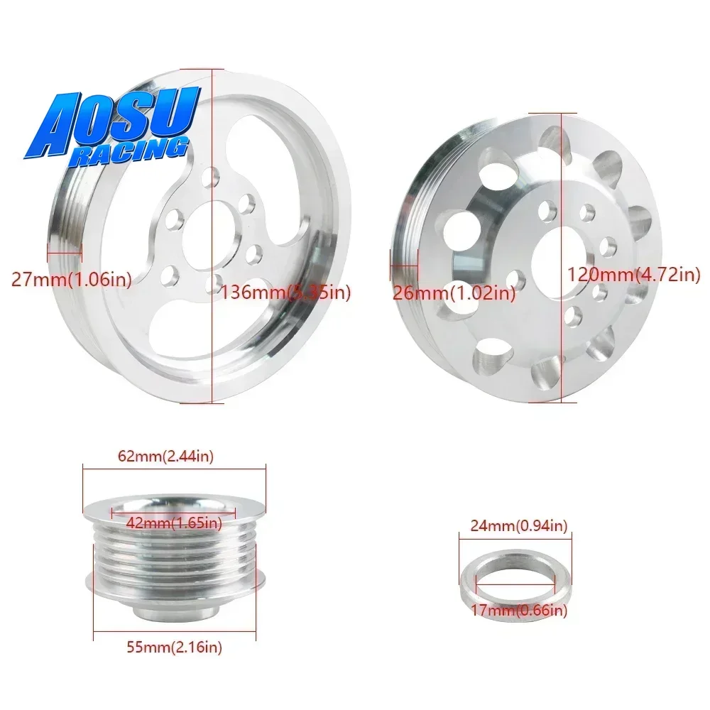 

Set 3pcs Car Wear Parts Billet Aluminum Crankshaft Crank Pulley For VW Golf GTI Jetta Bettle 99-05 1.8T 2.0L 20V