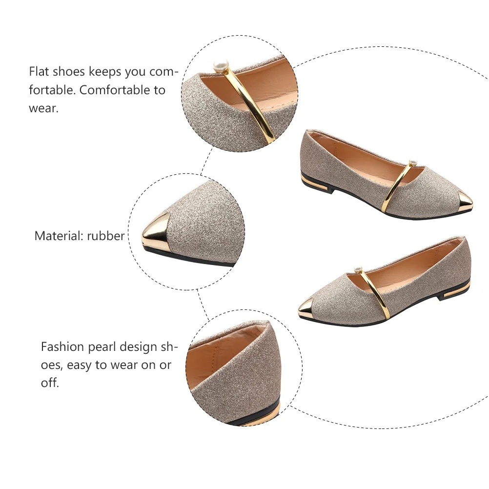 

1Pair Nude Flat Shoes Pointed Toe Single Elegant Comfortable Woman Pumps for Work Shopping Dating