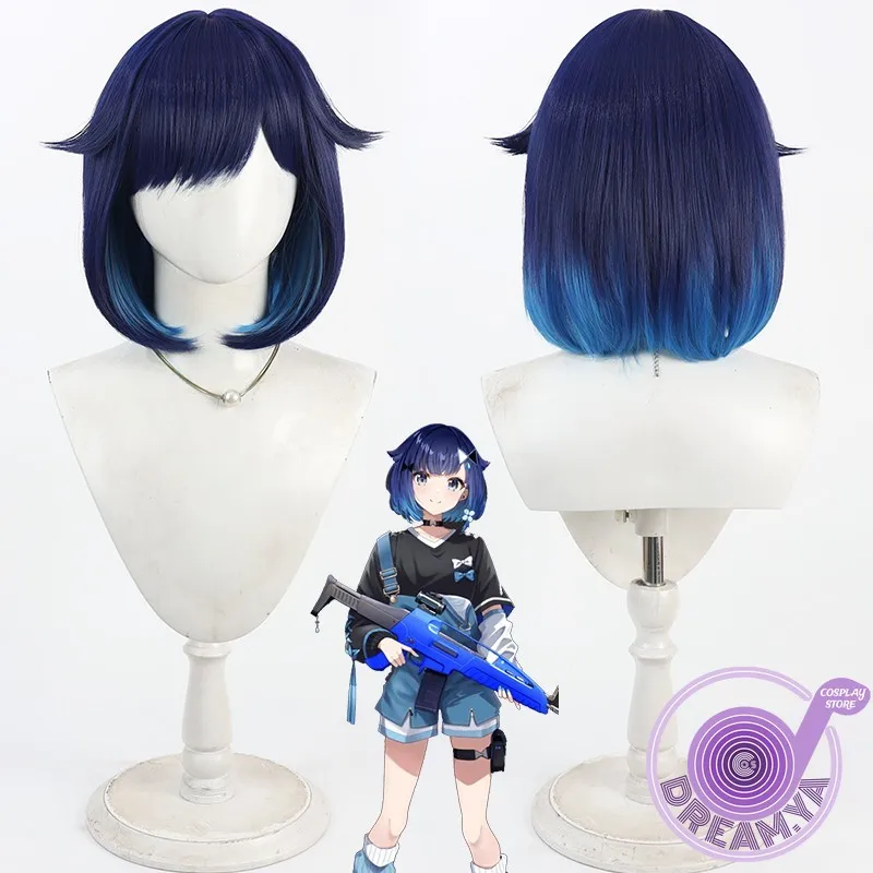 

Tsumugi Kokage Cosplay Wig Vtuber Blue Mixed Short Synthetic Hair Heat Resistant Halloween Role Play Party Carnival + Wig Cap