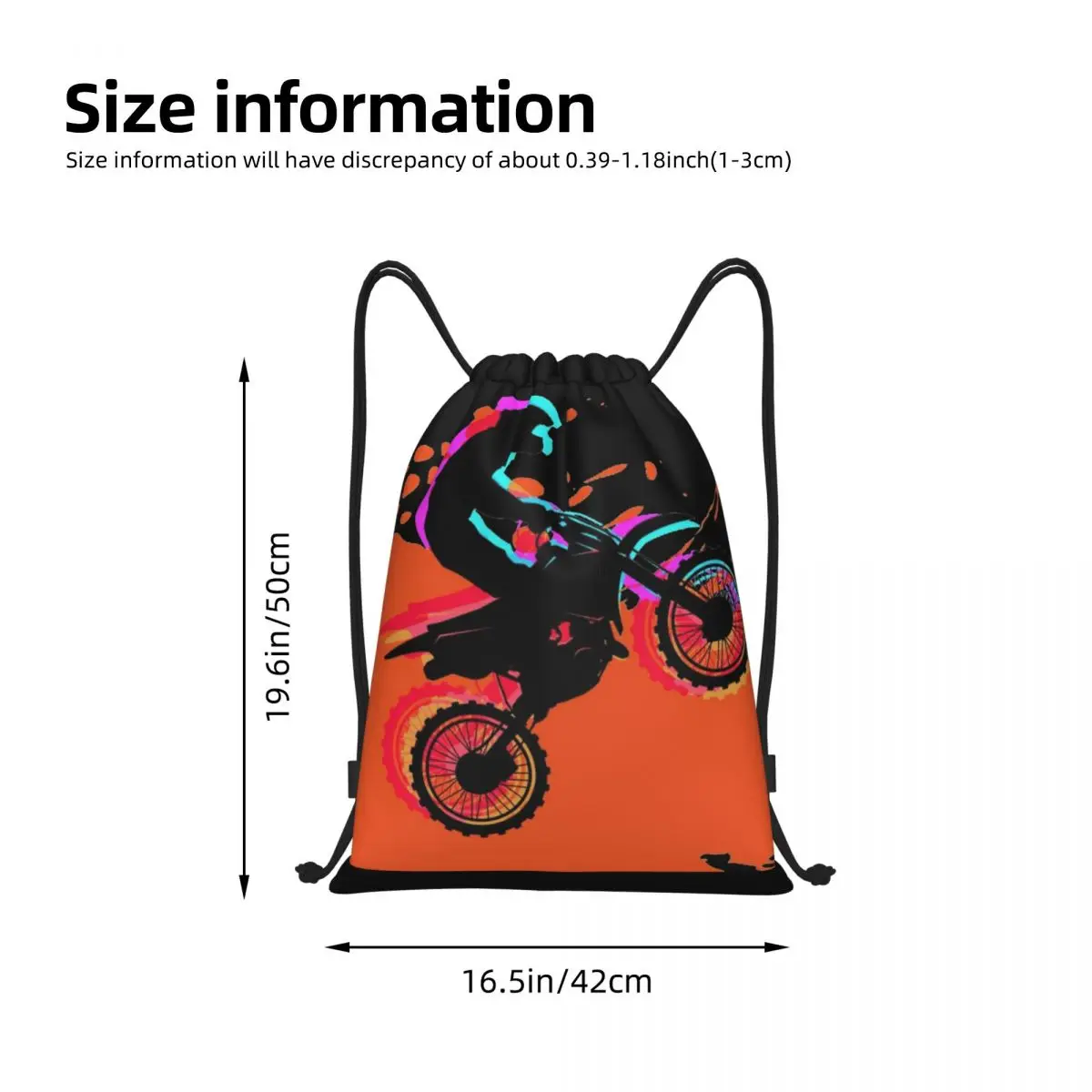 Motocross Rider Dirt Bike With Abstract Portable Drawstring Bags Backpack Storage Bags Outdoor Sports Traveling Gym Yoga