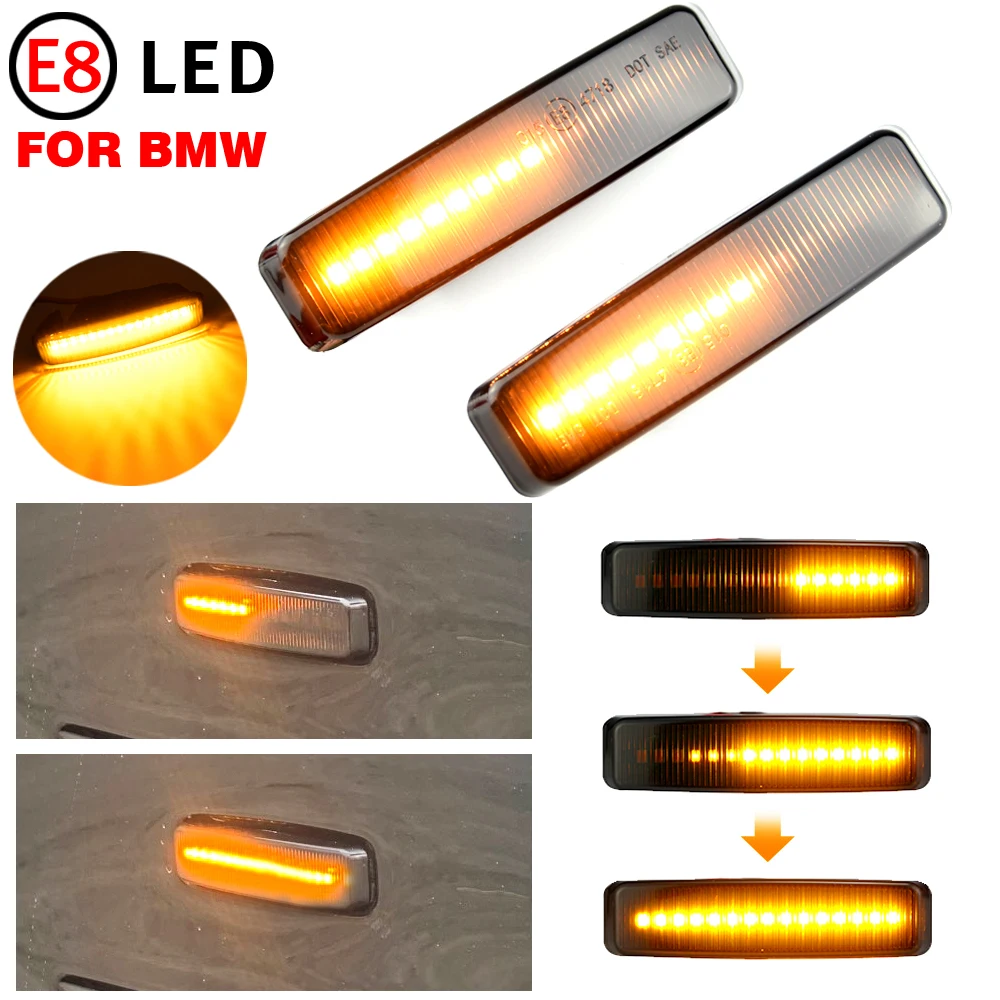 For BMW 5 Series E39 1995-2003 M5 Led Dynamic Turn Signal Light Side Marker Fender Sequential Lamp Blinker Indicator Trim Cover