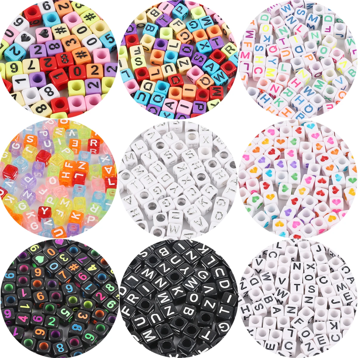 6x6mm,Square Letter Beads for Children's Jewelry Making, Random Mixed, Acrylic Loose Beads, DIY Crafts, Black and Gold Color