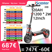 IScooter iX8 1200W * 2 12 with APP 48V 20 ah battery Max reach 65-70Km powerful adult electric scooter