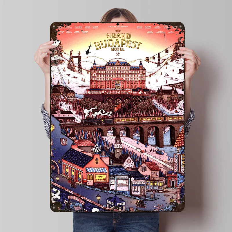 The Grand Budapest Hotel Movie Metal Poster Custom Wall Art Retro Vintage Tinplate Signs for Room Decorations Man House Decor