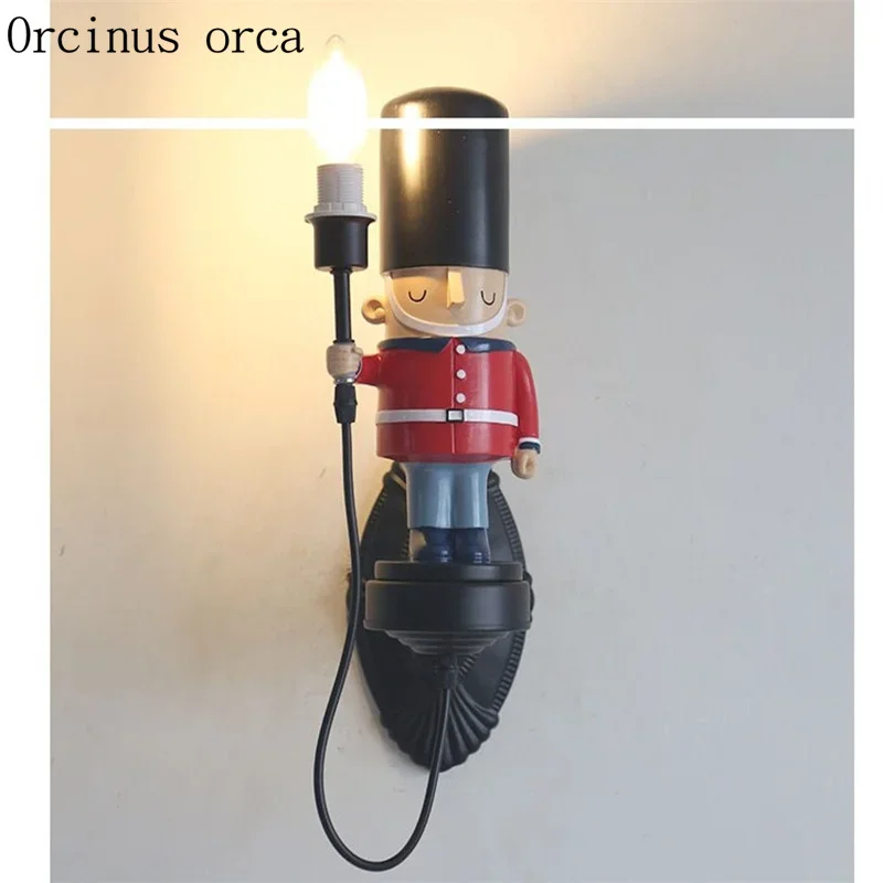 英語の兵士のウォールランプ,クリエイティブ,子供部屋,寝室,漫画の人形,男の子と女の子,送料無料