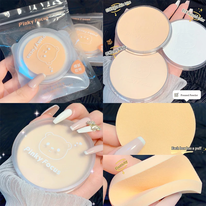 Cute Bear Makeup Pressed Powder Face Contour Palette Concealer Long-lasting Oil Control Natural Whitening Brighten Loose Powder