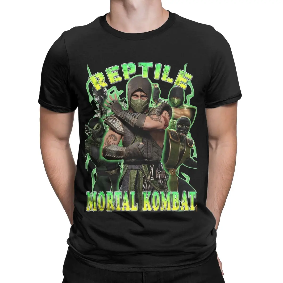 Men T-Shirt Mortal Kombat 1 Reptile Funny 100% Cotton Tee Shirt Short Sleeve T Shirts Round Collar Clothes Gift