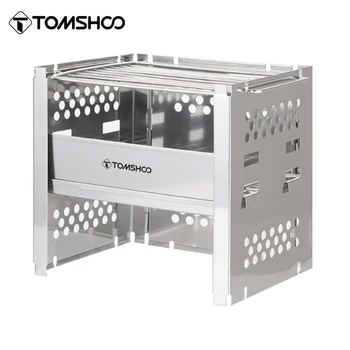 Tomshooo 야외 캠핑 목재 스토브, W 바베큐 그릴, 휴대용 목재 연소 스토브, 목재 버너, 피크닉용 장작 브래킷