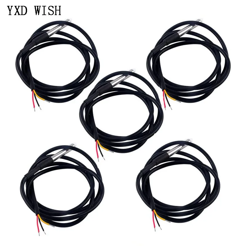 5pcs Stainless Steel Waterproof DS18b20 DS1820 1/2/3 Thread Temperature Probe Temperature Sensor 18B20 Cable For Arduino DIY Kit
