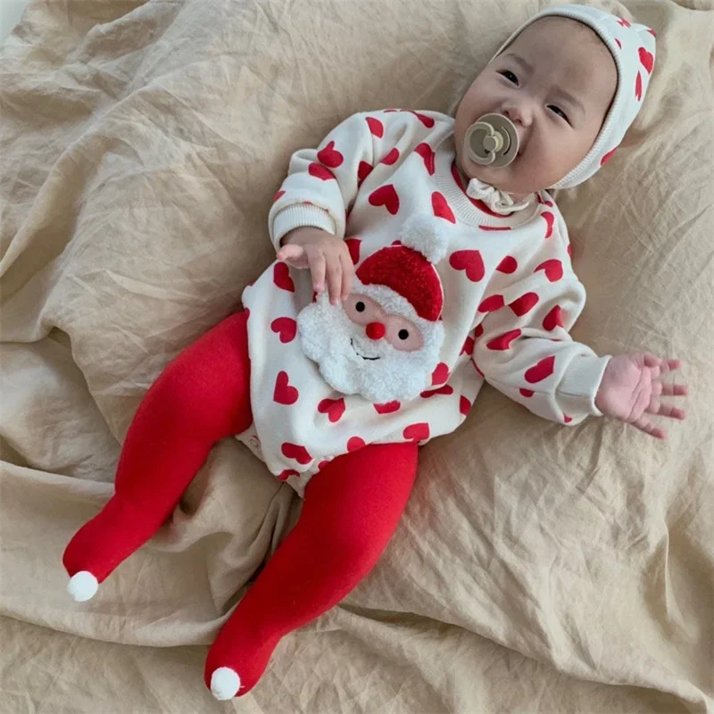 Christmas Baby Girls Boys Clothes Romper Jumpsuits Lovely Santa Claus Soft Onesie Bodysuit Cotton Baby Pullover Toddler Outfits