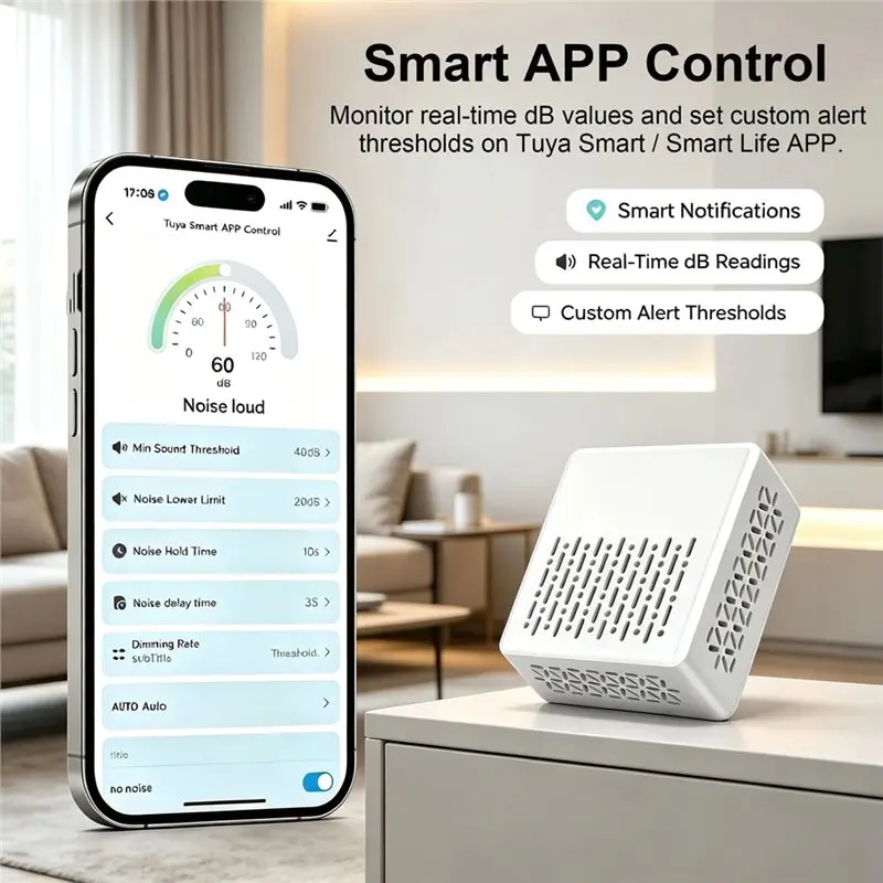 WCS-Tuya Noise Decibel Meter Sound Level Sensor Environmental Noise Detector Smart Life APP Home Automation Scene