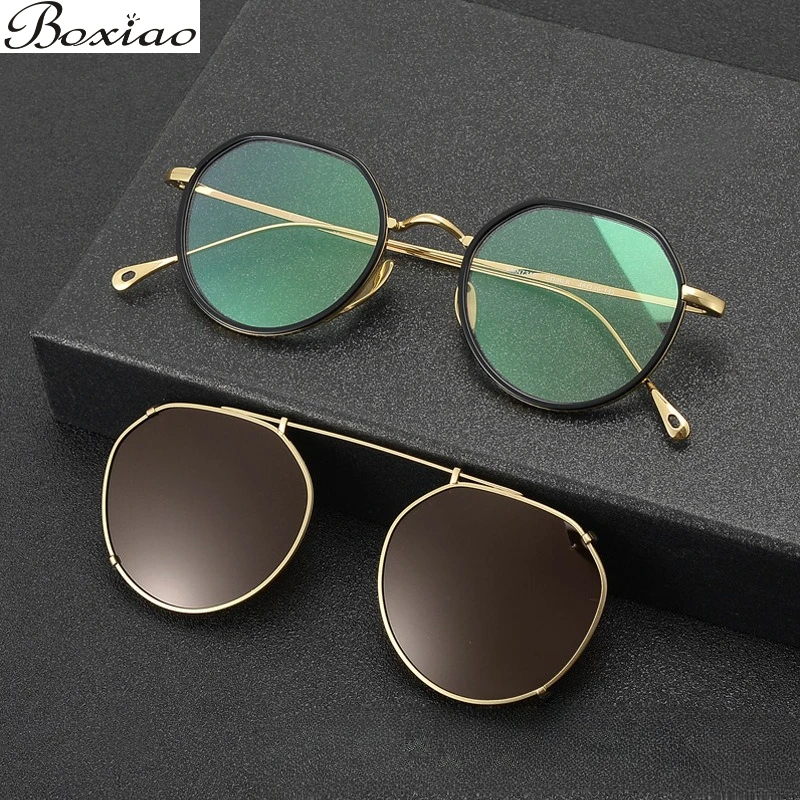 

New Sunglasses Clip Round 7310 Retro Small Box Dual-purpose Detachable Polarized Sunglasses Myopia Glasses