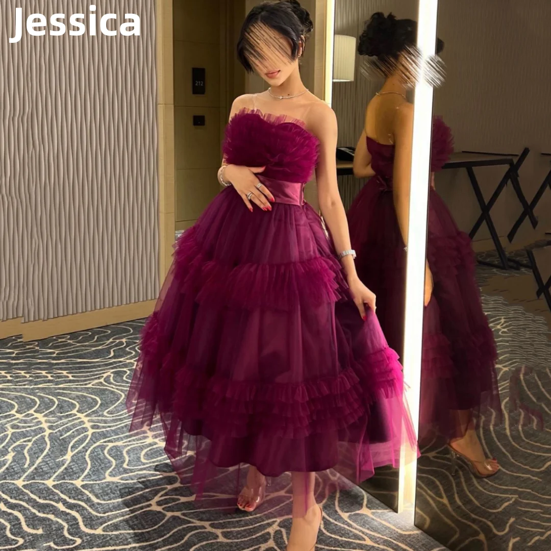 

Jessica Purple Prom Dresses Luxe Tulle Layering Evening Dresses فساتين مناسبة رسمية2024Elegant Lady Dinner Party Dresses