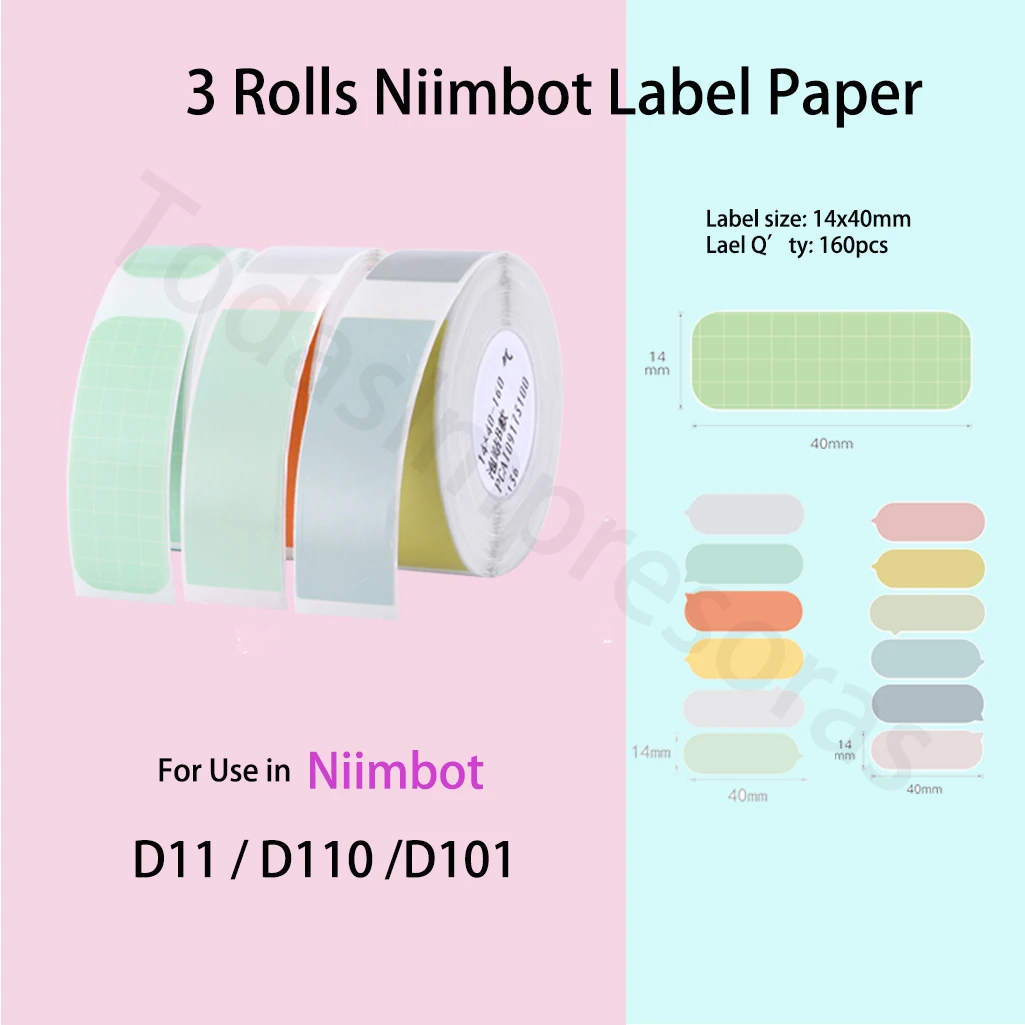 Niimbot 3 Rotoli di Carta per Etichette a Bolle di Colore per D101 D11 D110 H1S H1 Stampante Auto Adesivo Adesivo Etichetta di Carta Etiqueta Papel