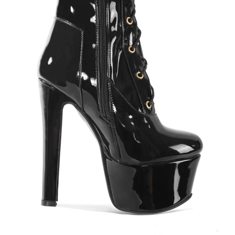 Sexy Over the Knee Boots Women Platform Lace-up Fetish Dance Nightclub Long Shoe Female Heel Thigh High Boot Red White Plus Size view 6