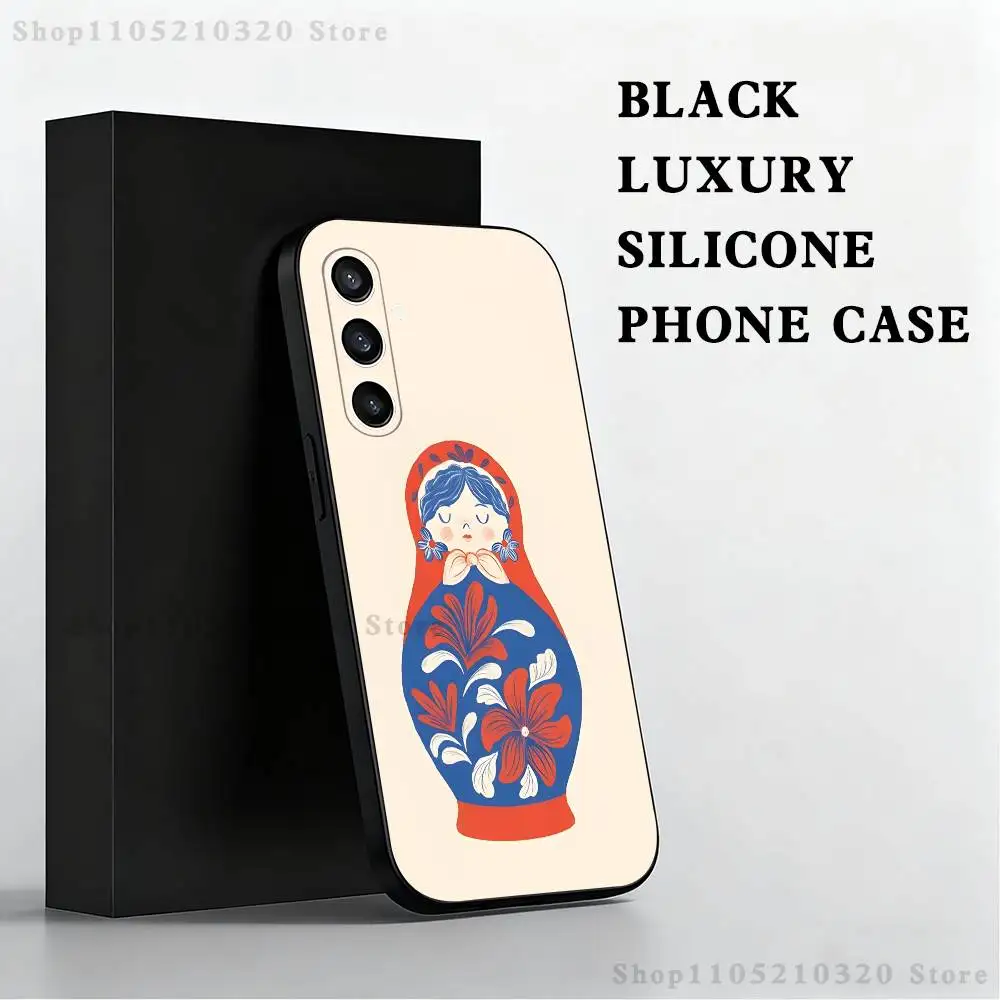 حافظة هاتف ماتريوشكا فنية روسية لهاتف سامسونج S 25,24,23,22,30,21,10,9,Ultra,Plus,Lite,FE,4,5G حافظة ناعمة سوداء #3