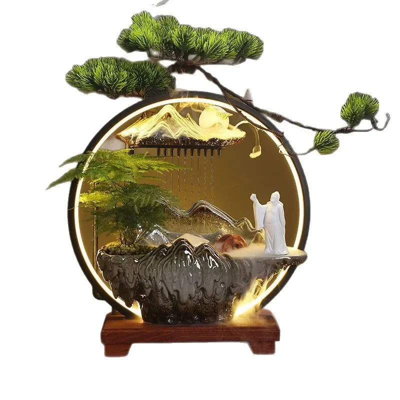 

Running water ornament circulating water backflow incense fountain living room humidifier office housewarming decoration