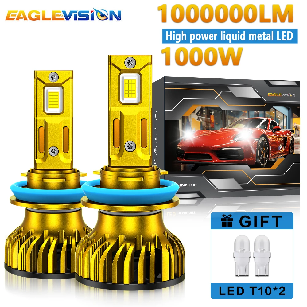EAGLEVISION Front Led 1000W Super Bright High Power Car Headlight Fog Light 6500K HB3 HB4 9005 9006 H1 H7 H4 Canbus Headlamp