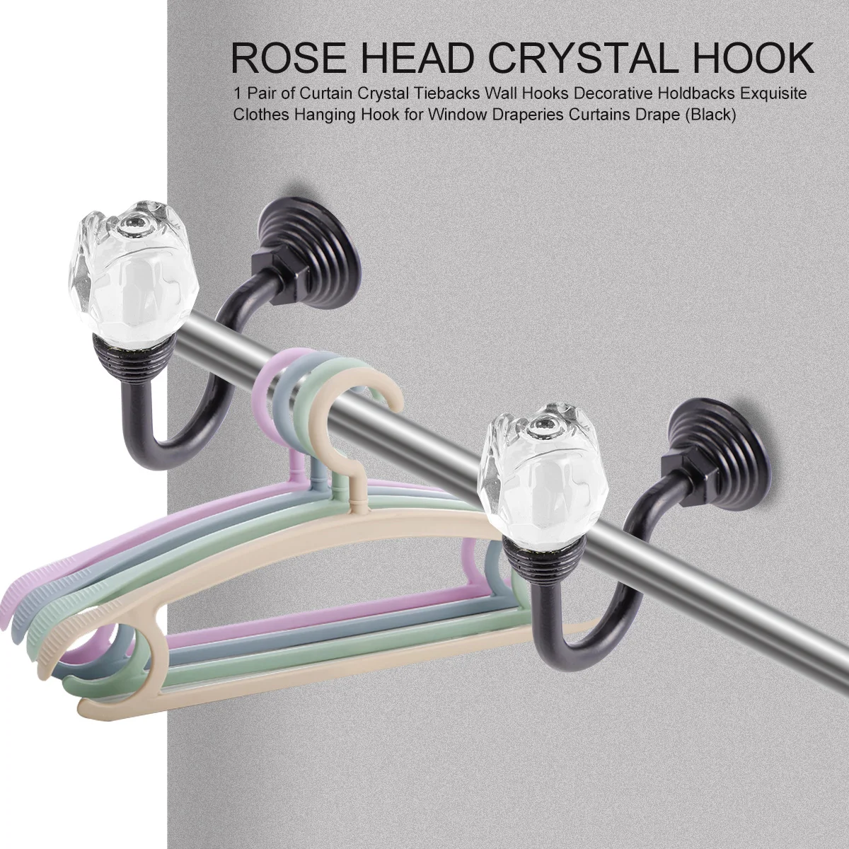 

1 Pair Crystal Curtain Tiebacks Aluminum Alloy Wall For Living Room Bedroom Household U Hooks Drapery Hanging Accessories