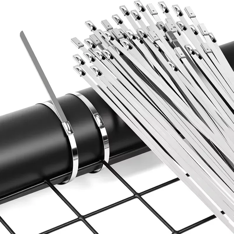 Stainless Steel Zip Ties Self-locking Cable Ties Heavy Duty Wire Harness Fastening Rings Home Office Cables Storage Fixed Strap