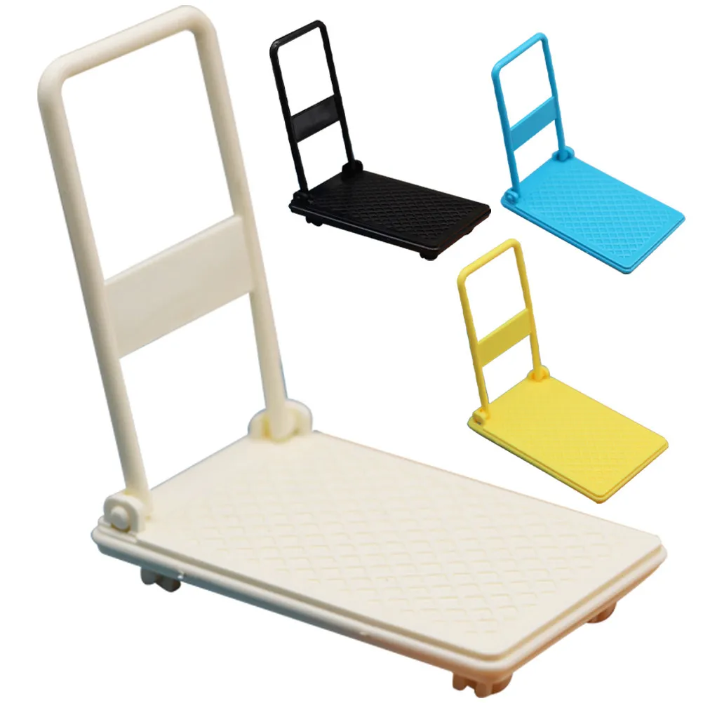 

4Pcs Miniature Platform Trolley Plastic Cart for Mini House Micro Scenery Decorative Storage Accessories DIY Layout
