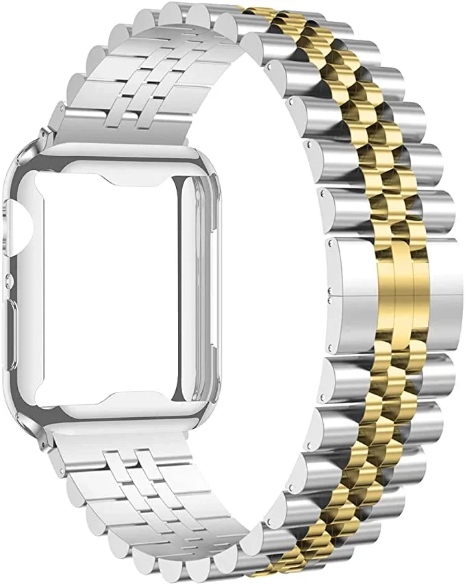 حزام معدني + حافظة تي بي يو لساعة أبل باند 49 مللي متر 45 مللي متر 44 مللي متر 40 مللي متر 41 مللي متر 46 مللي متر 42 مللي متر معصمه iWatch Ultra 10 9 8 7 6 5 4 SE حزام