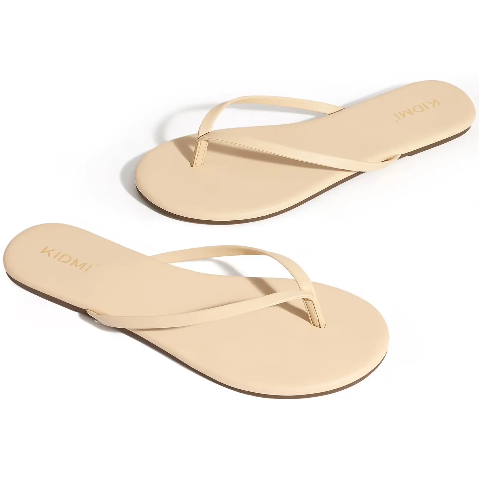 Litfun Classic Flip Flops For Women Vegan Leather Beach Sandals Flat Light Thong Women's Slides Rubber Sole Outdoor Slippers view 6