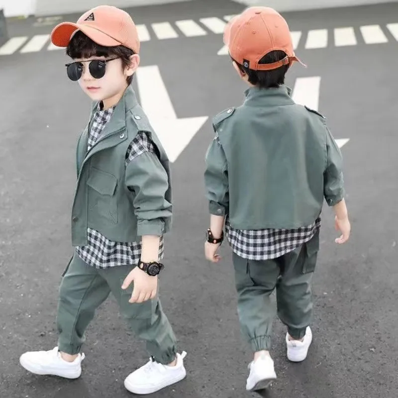 

Kinder kleidung Jungen Frühling Set für Babyboys2024 Kleidung Set Weste Hemd und Hose 3 Stück Sporta nzug Outfits