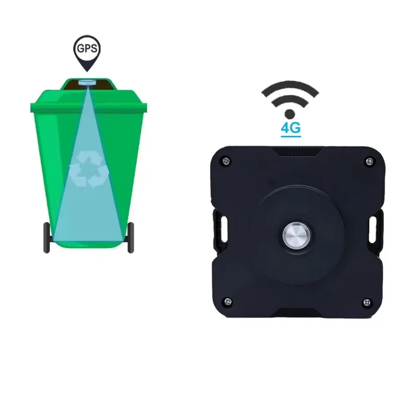 GPS Wireless 4G IoT Device Trash Bin Level Sensor Ultrasonic Garbage Fill Level Detector for Smart Waste Collection Management