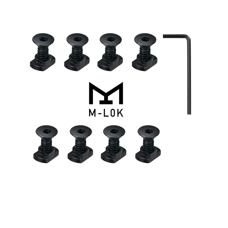 10 unidades/conjuntos M-LOK parafuso e porca trilhos de substituição t-porca parafusos para mlok handguard rail seções caça, acessórios de arma de brinquedo