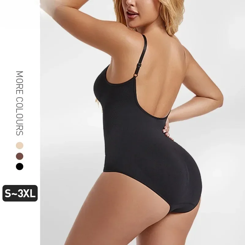 Naadloze shapewear uit één stuk verstevigt de buik en tilt de billen en de elastische U-rugloze zwarte bodywear bodyshapers