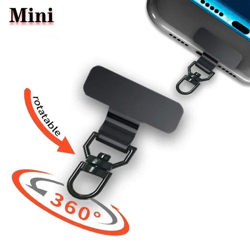 Mini 360° Rotation Metal Phone Tether Tab Upgrade Phone Lanyard Safety Connecter Piece Patch Cellphone Lanyard Patch Gasket Clip