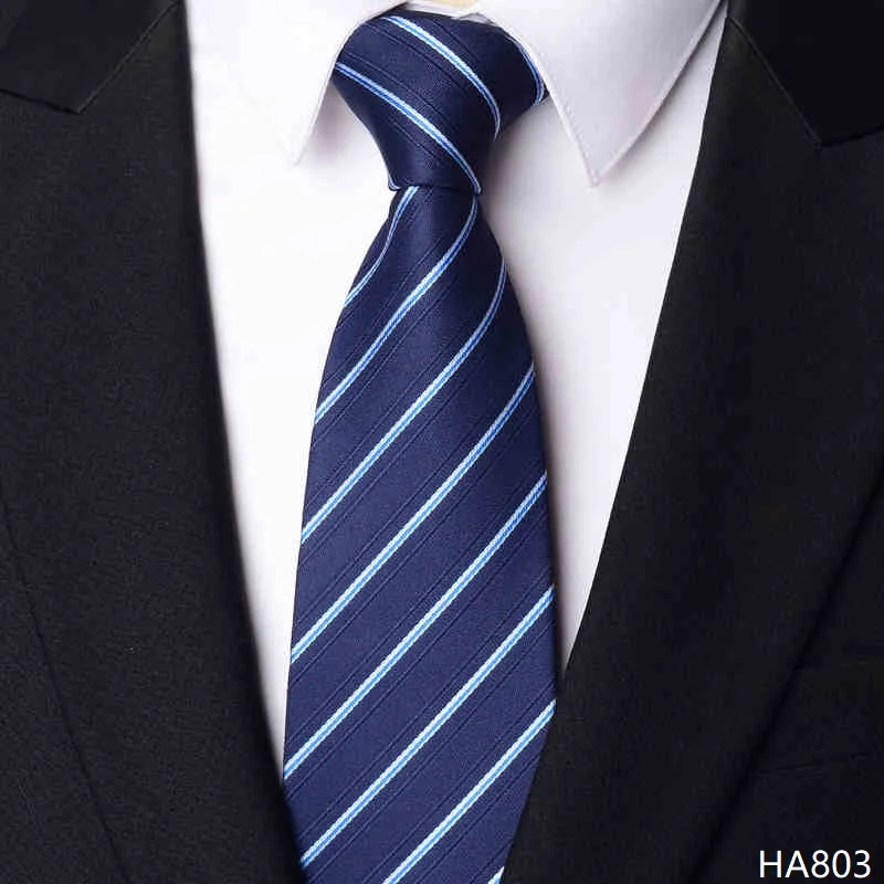

High Quality Light Luxury Blue Striped Tie For Men's Formal Attire Business Banquet Shirt Accessories 8CM Handmade Knotted Tie