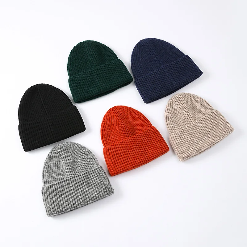 100% Merino Wool New Beanie Winter Women Men Boys Girls Crochet Skullies Hat Solid Color Autumn Knitted Beanies Caps freeship