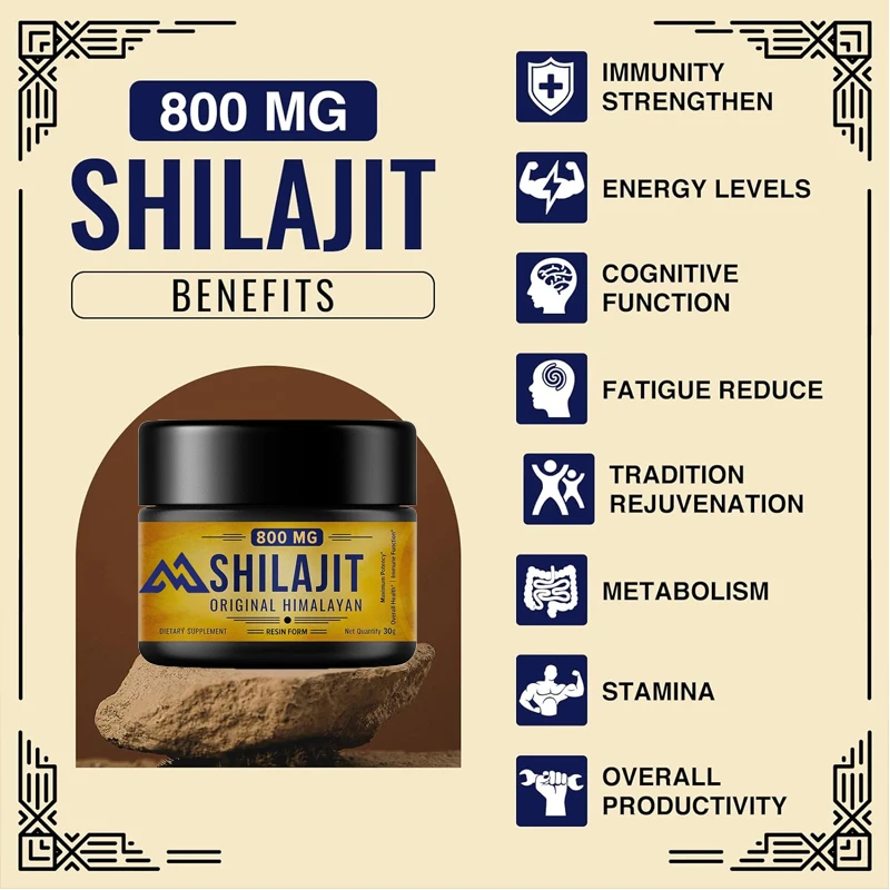 800 мг, органические чистые гималайские добавки Shilajit с более чем 85 минералами и фульвовой кислотой, используемые для иммунитета, 30 г