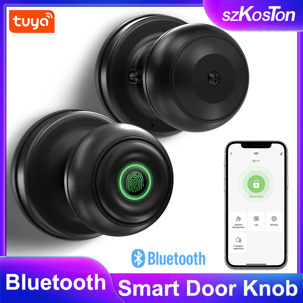 

Tuya Smart Door Lock Smart Home Fingerprint Door Knob Electronic Lock Bluetooth App Control Security-protection For Home Office