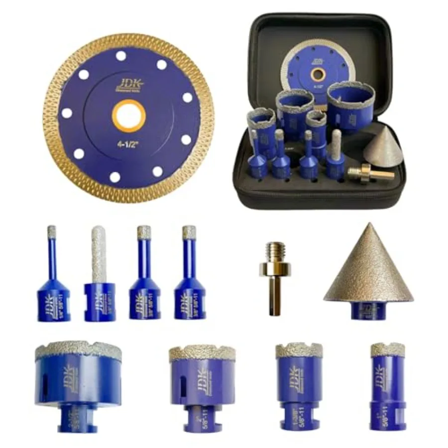 

JDK Diamond Core Drill Bit Set with 4-1/2 Inch Saw Blade Professional Drilling Tools for Porcelain Quartz Marble