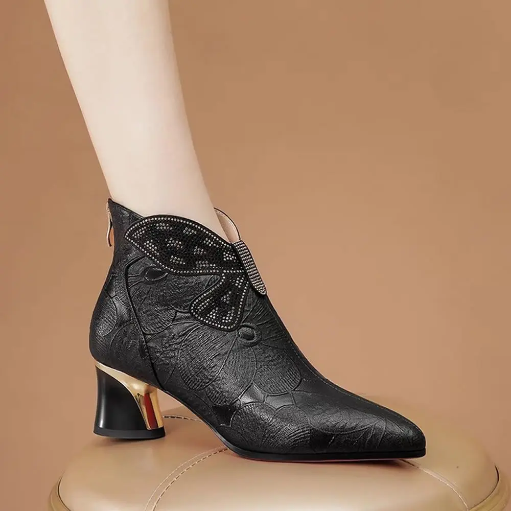 Botines De tacón grueso, Botas De invierno para mujer, talla grande, cálidos y elegantes, zapatos femeninos, Otoño Invierno, botas Pluie Femme Zapato De