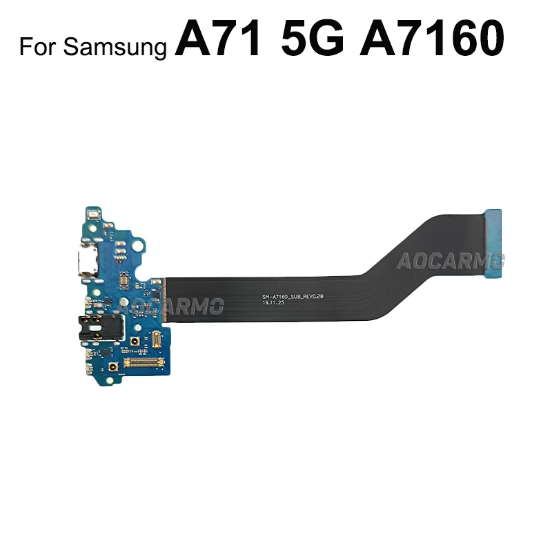 Aocarmo For Samsung Galaxy A71 5G SM- A716U A7160 USB Charging Port Charger Dock With Headphone Jack Connector Flex Cable