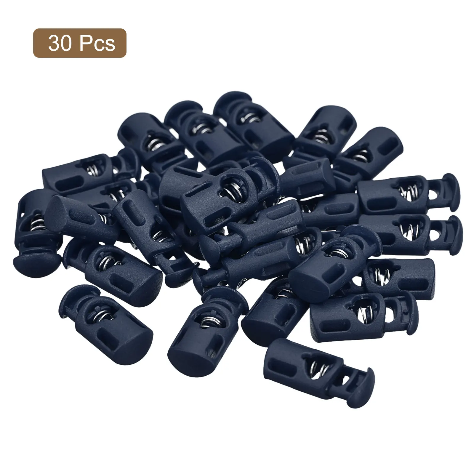 30pcs 5.5x3mm Plastic Cord Lock Draw String Single Hole Spring Toggle Stoppers Spring Stop for Backpack Shoelaces Drawstrings