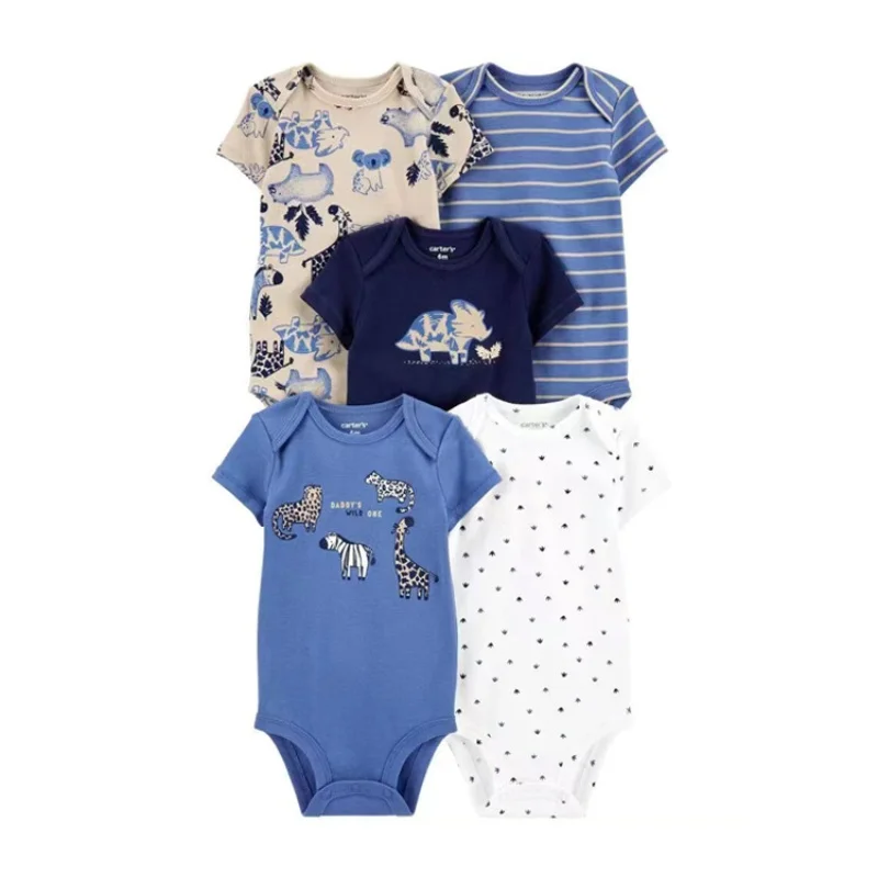 5PCS/Lot Baby Bodysuits Newborn Baby Boy Girl Clothes Fashion Short Sleeve 100% Cotton Baby Jumpsuit Summer Baby Clothing 0-24M