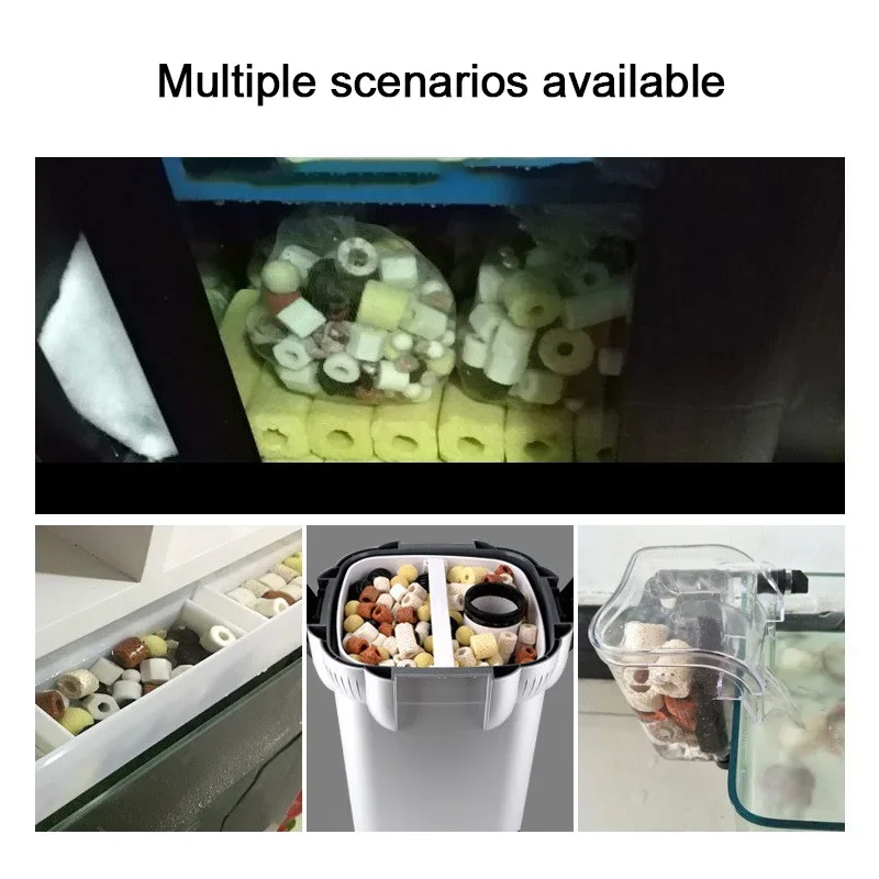 1 Tas Tangki Ikan Multi Bentuk 500G Bahan Penyaringan Meningkatkan Oksigen Aksesori Akuarium untuk Tangki Air Asin Segar Dapat Digunakan Kembali