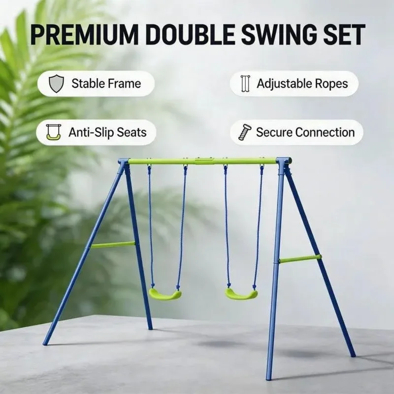 Heavy Duty Outdoor Swing Frame, Household Double Hanging Chair Support, Courtyard Garden Amusement Swing Equipment for Adults