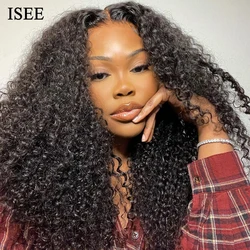 ISEE HAIR Kinky Curly Lace Front Human Hair Wigs 180% Density Brazilian Kinky Curly 7x5 Glueless Wigs For Women Human Hair