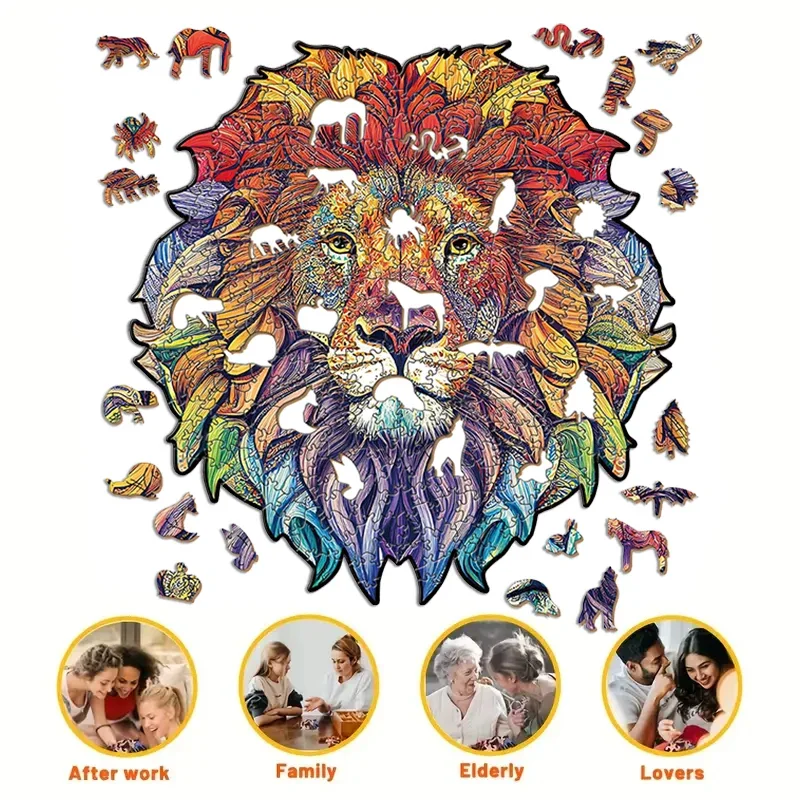 Owl Fox Wooden Puzzle Board Games for Children Adult Jigsaw Educational Gift for Kids Toys Model Kit Diy Keychain Brain Trainer