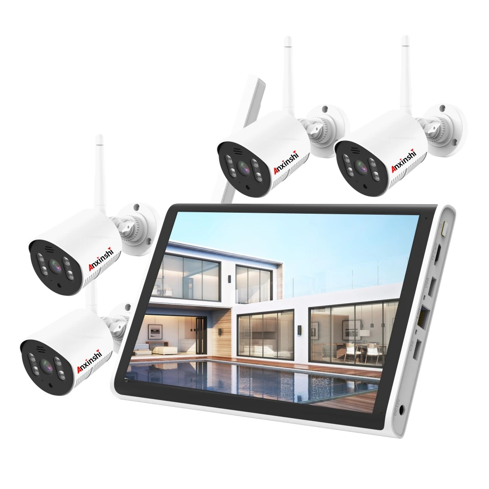 

Anxinshi OEM Xmeye Smart 4-канальная IP-камера 3-мегапиксельная беспроводная NVR комплекты камер для обнаружения человека с искусственным интеллектом и дисплеем монитора