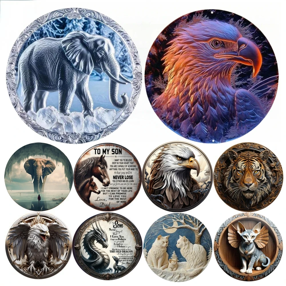 جولة معدن الألومنيوم تسجيل الفن اللوحة إكليل لوحات الزخرفية مدخل ديكور هدية قناع موضوع لشريط نادي ديكور جدران غرفة المنزل #1