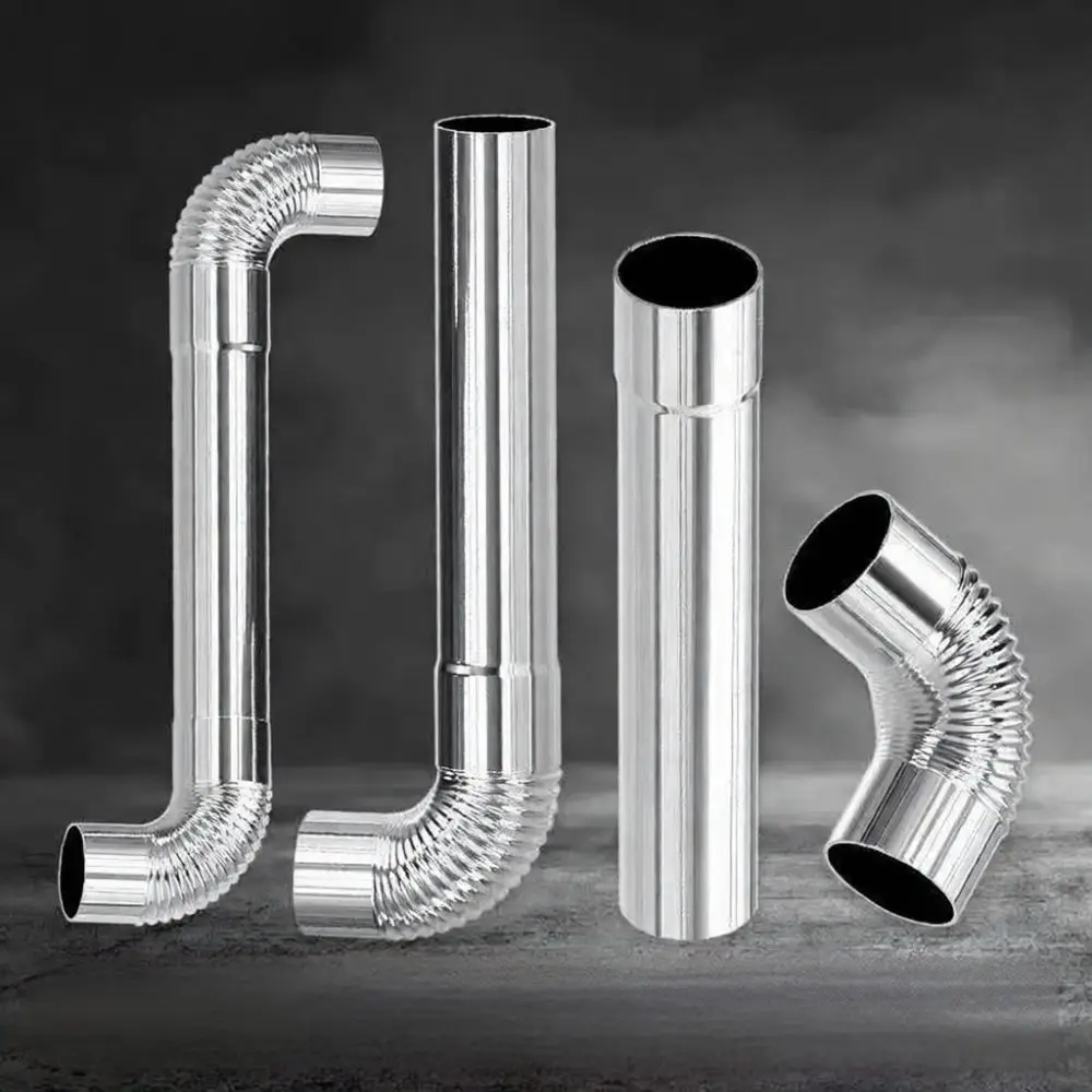 Seamless Stainless Steel Vent Pipe Thickened Wood Stove Chimney Connector Durable Heating Flue Exhausting Duct