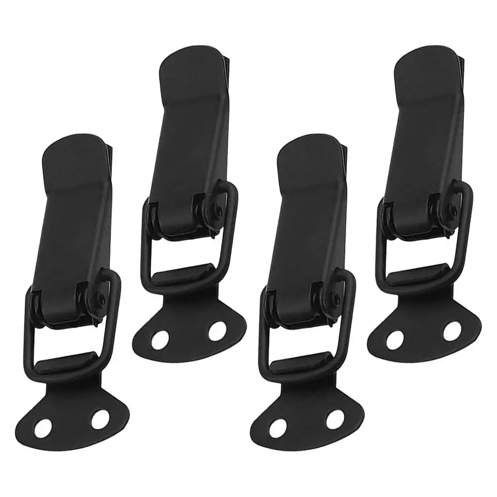 4Set Iron Tension Closure Latch Set for Doors Cabinets Box Lids Push to Close Spring Loaded Toggle Clamp Hardware Black